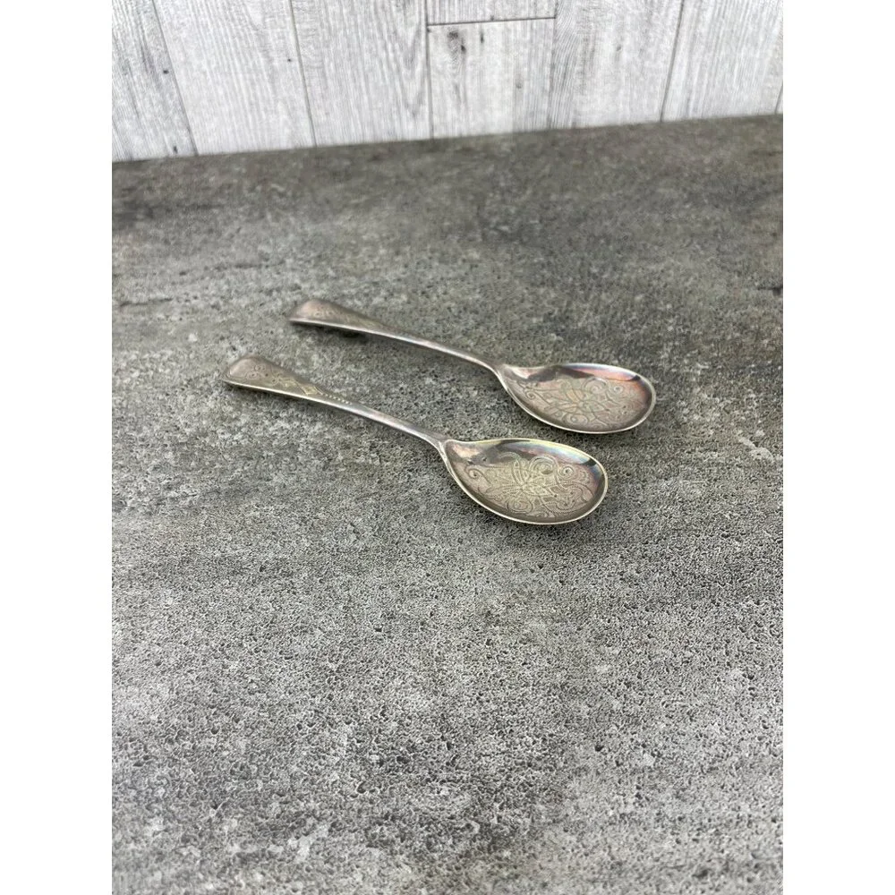 Antique Engraved Silver Plated Spoon Ornate Filigree Price Per Spoon